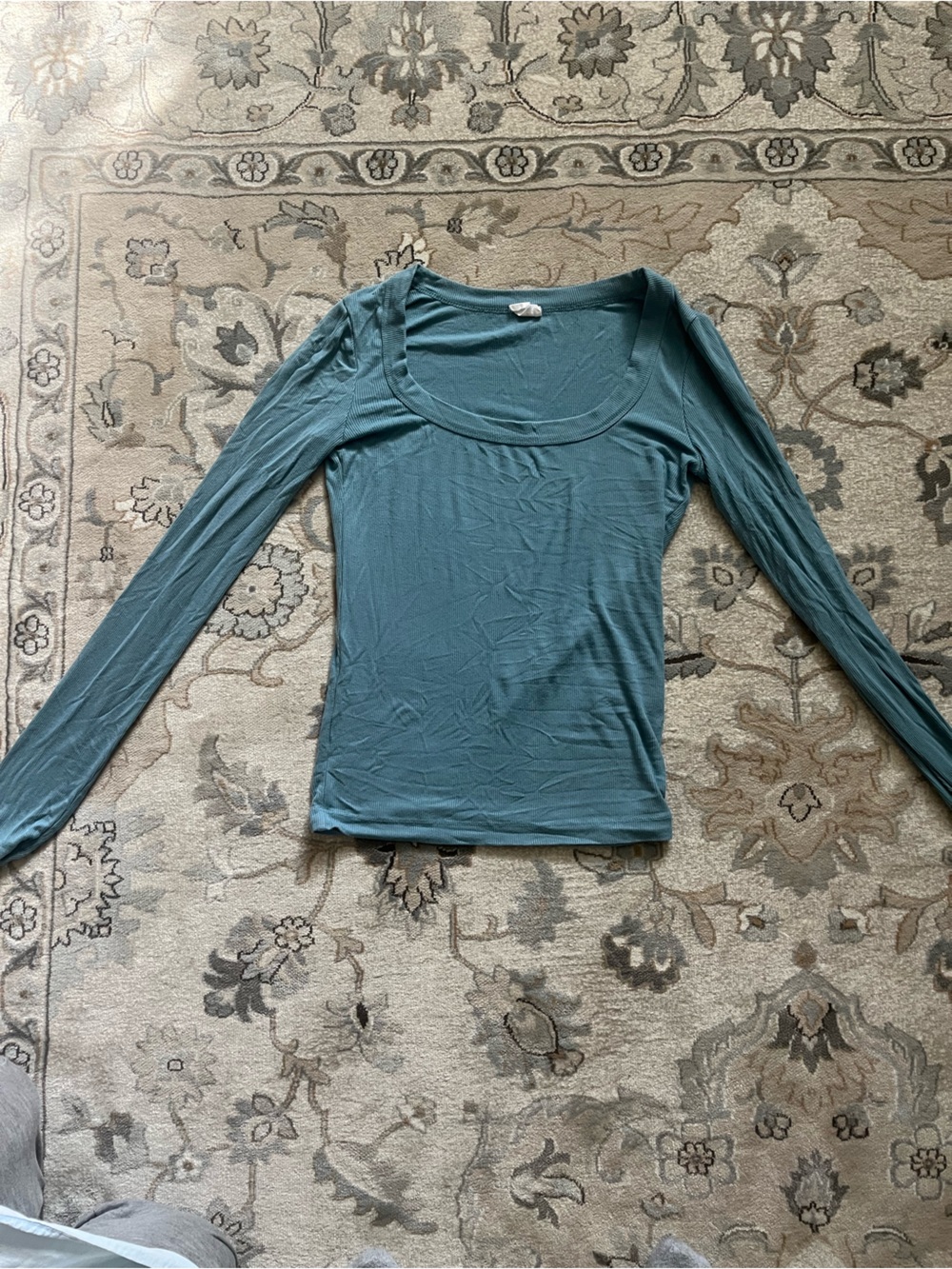 Cotton On Women's Long-Sleeve Scoop Neck Top in Teal Green